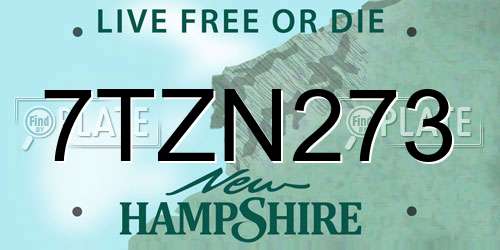 7TZN273 New Hampshire License Plate