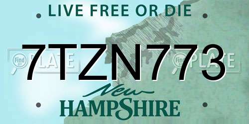 7TZN773 New Hampshire License Plate