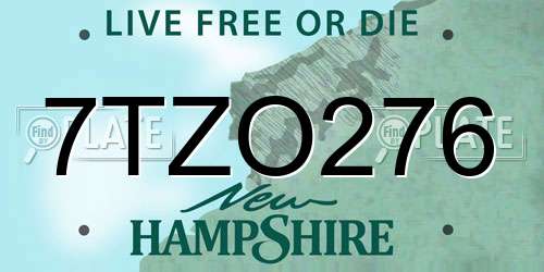 7TZO276 New Hampshire License Plate