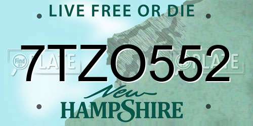 7TZO552 New Hampshire License Plate