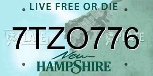7TZO776 New Hampshire License Plate