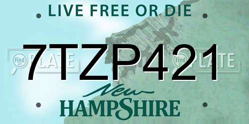 7TZP421 New Hampshire License Plate