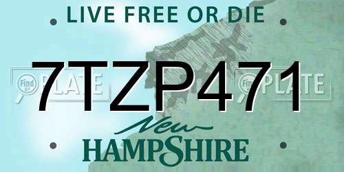 7TZP471 New Hampshire License Plate