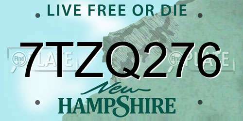 7TZQ276 New Hampshire License Plate