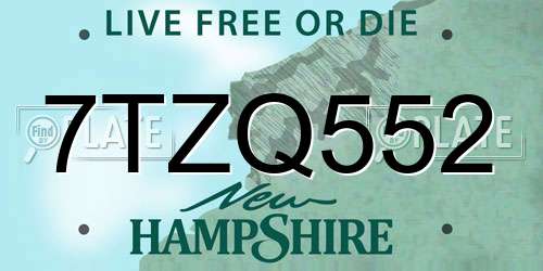 7TZQ552 New Hampshire License Plate