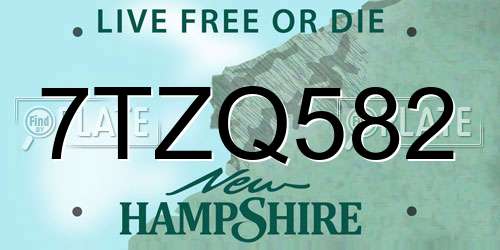 7TZQ582 New Hampshire License Plate