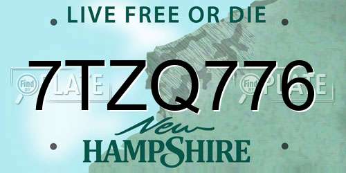 7TZQ776 New Hampshire License Plate