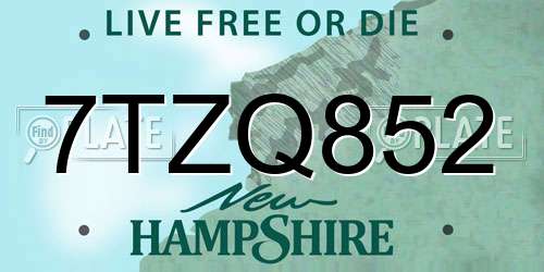 7TZQ852 New Hampshire License Plate