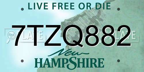 7TZQ882 New Hampshire License Plate