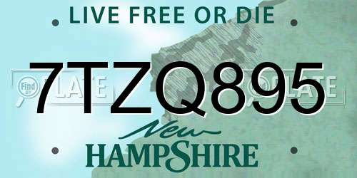 7TZQ895 New Hampshire License Plate