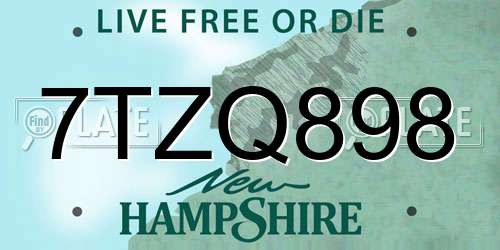 7TZQ898 New Hampshire License Plate