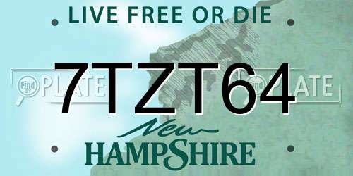 7TZT64 New Hampshire License Plate