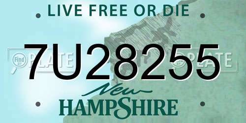 7U28255 New Hampshire License Plate
