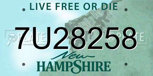 7U28258 New Hampshire License Plate
