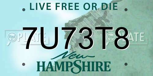 7U73T8 New Hampshire License Plate