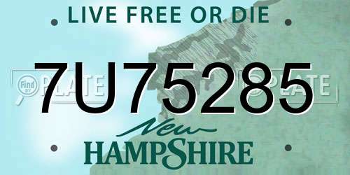 7U75285 New Hampshire License Plate