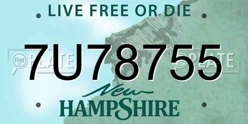 7U78755 New Hampshire License Plate