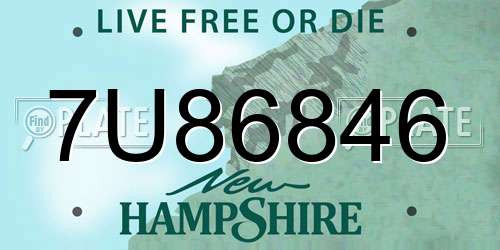 7U86846 New Hampshire License Plate