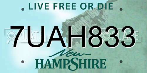 7UAH833 New Hampshire License Plate
