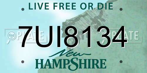7UI8134 New Hampshire License Plate