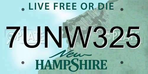 7UNW325 New Hampshire License Plate