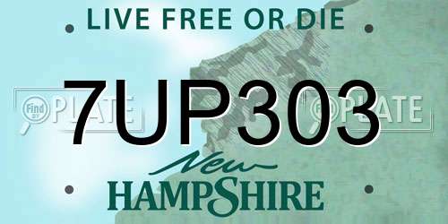 7UP303 New Hampshire License Plate