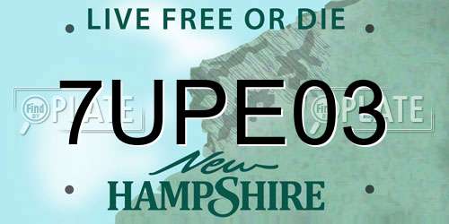 7UPE03 New Hampshire License Plate