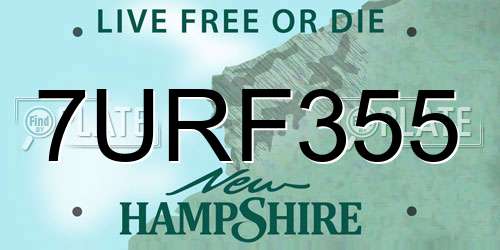 7URF355 New Hampshire License Plate