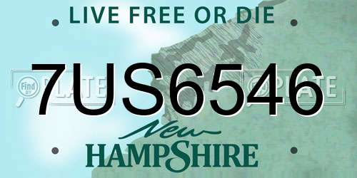 7US6546 New Hampshire License Plate