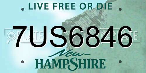 7US6846 New Hampshire License Plate