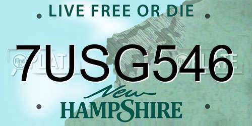7USG546 New Hampshire License Plate