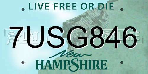 7USG846 New Hampshire License Plate