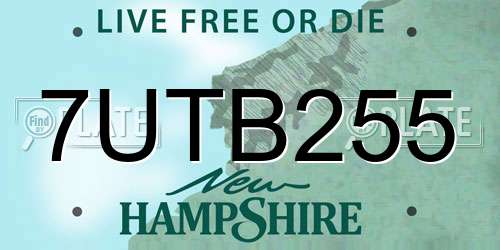 7UTB255 New Hampshire License Plate