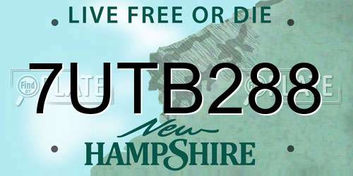 7UTB288 New Hampshire License Plate