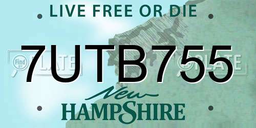 7UTB755 New Hampshire License Plate
