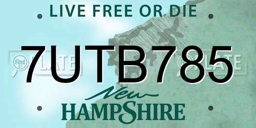 7UTB785 New Hampshire License Plate