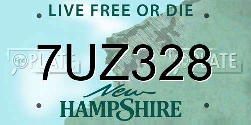 7UZ328 New Hampshire License Plate