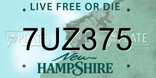 7UZ375 New Hampshire License Plate
