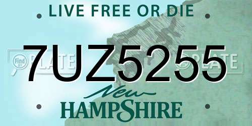7UZ5255 New Hampshire License Plate