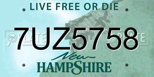 7UZ5758 New Hampshire License Plate