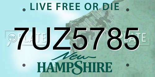 7UZ5785 New Hampshire License Plate