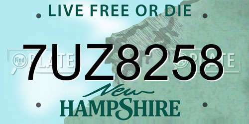 7UZ8258 New Hampshire License Plate