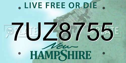 7UZ8755 New Hampshire License Plate