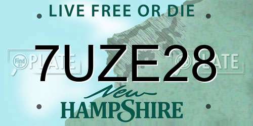7UZE28 New Hampshire License Plate