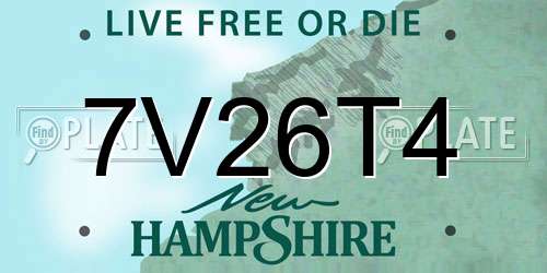 7V26T4 New Hampshire License Plate