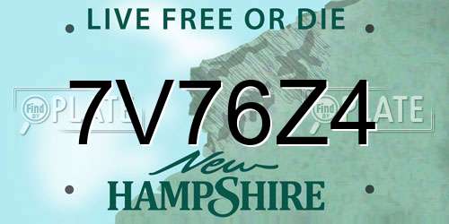 7V76Z4 New Hampshire License Plate