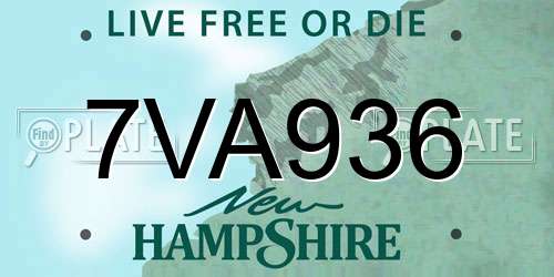 7VA936 New Hampshire License Plate