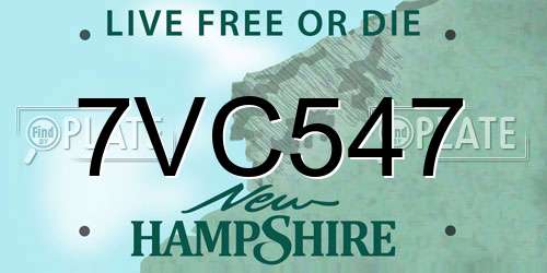 7VC547 New Hampshire License Plate
