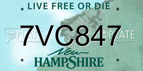 7VC847 New Hampshire License Plate
