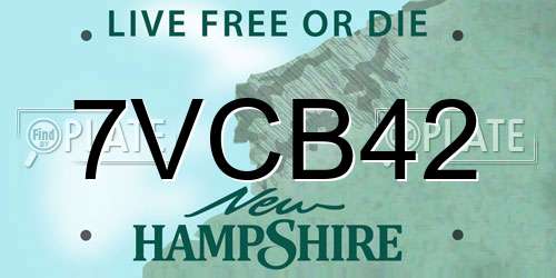 7VCB42 New Hampshire License Plate